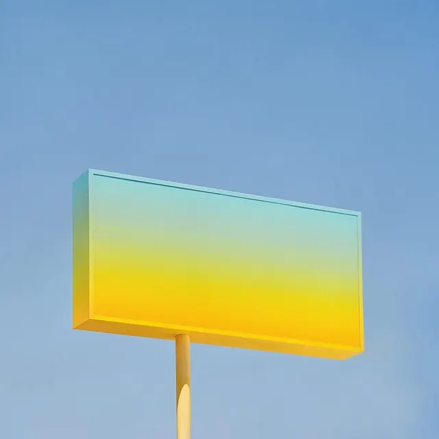 Gradient billboard sign, minimal, gradient-heavy, vibrant
