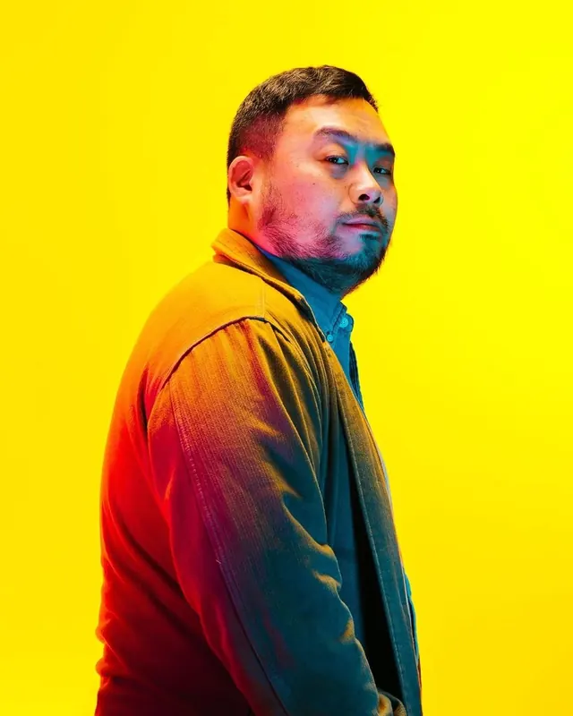 Portrait with bold color lighting, photographic, bold, vibrant