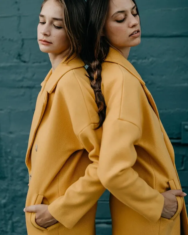 Mustard-yellow jacket editorial styling, photographic, editorial, warm