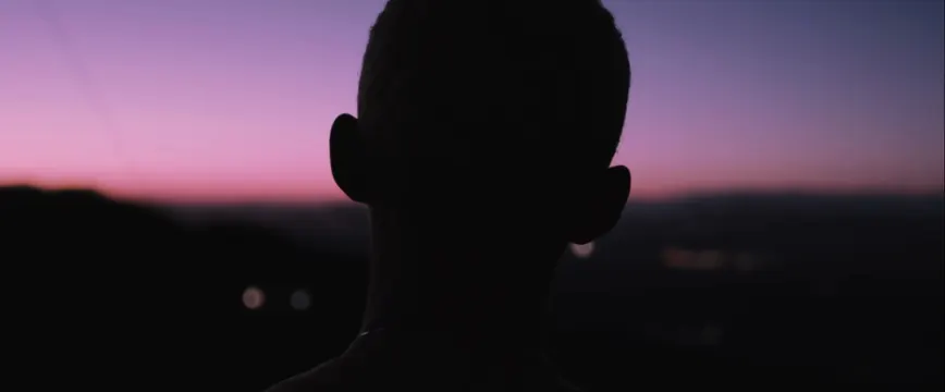 Jaden Ninety silhouette artwork, dark-mode, gradient-heavy, dark