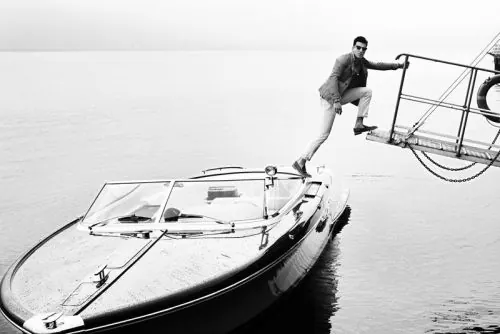 Black and white lifestyle photograph - boat and bicycle, photographic, monochrome, monochrome