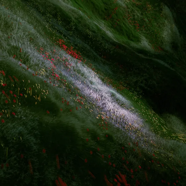 Abstract organic botanical texture with red accents, organic, photographic, dark