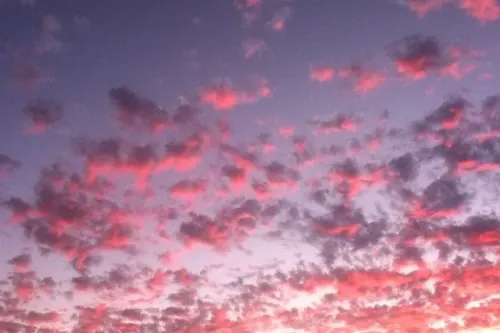 Purple and pink sunset sky, photographic, warm