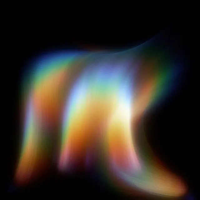 Blurred light refraction with warm and cool color blend, abstract, photographic, warm