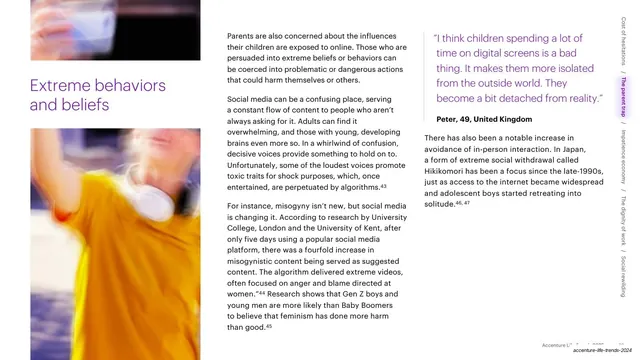 Extreme behaviors and beliefs text page with quote