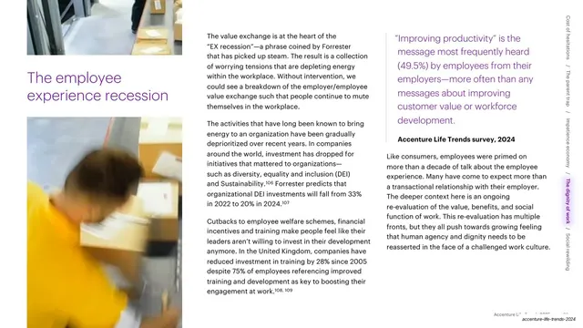The employee experience recession with warehouse photo, editorial, minimal, light