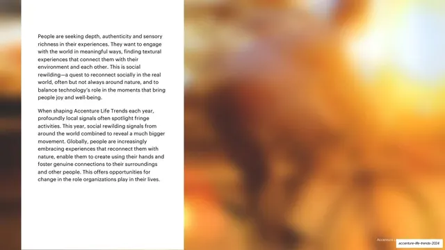 Social rewilding intro text over warm photo, editorial, minimal, light