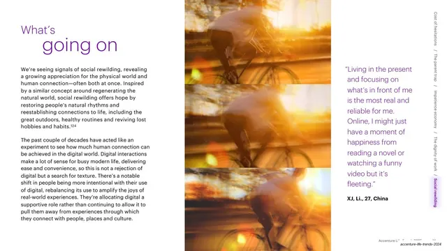 What's going on social rewilding with cyclist grid, editorial, minimal, light