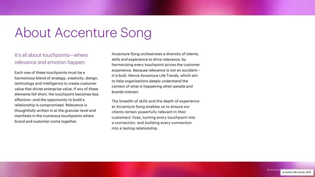 About Accenture Song two-column slide