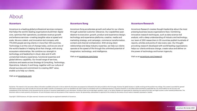 About Accenture closing page (three-column), editorial, minimal, light