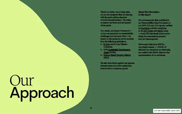 Our Approach methodology spread, editorial, minimal, dark