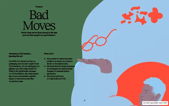 Product Bad Moves, blue illustration spread