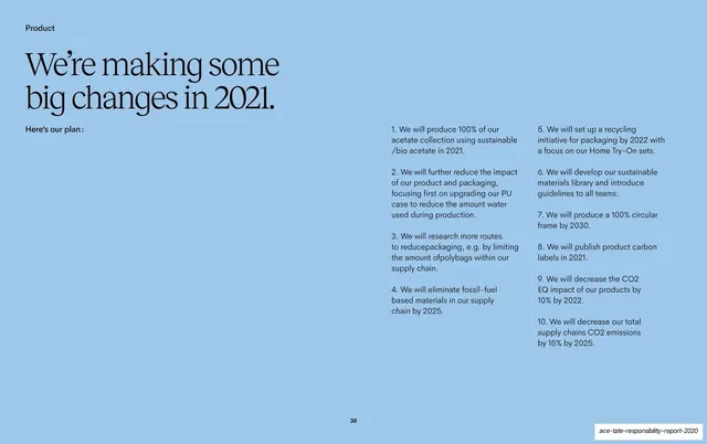 Product big changes for 2021, ten-point plan