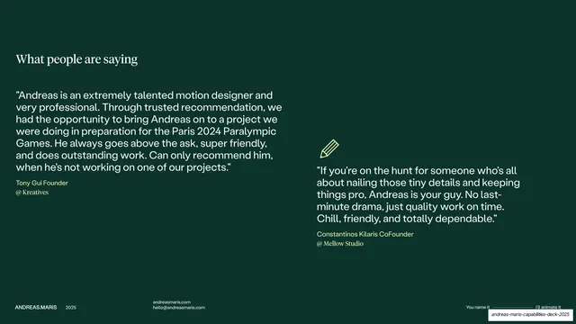 Testimonials on green