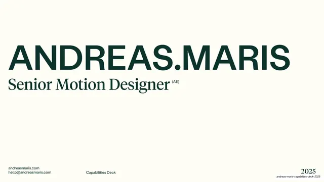Andreas Maris Capabilities Deck 2025, editorial, minimal, light