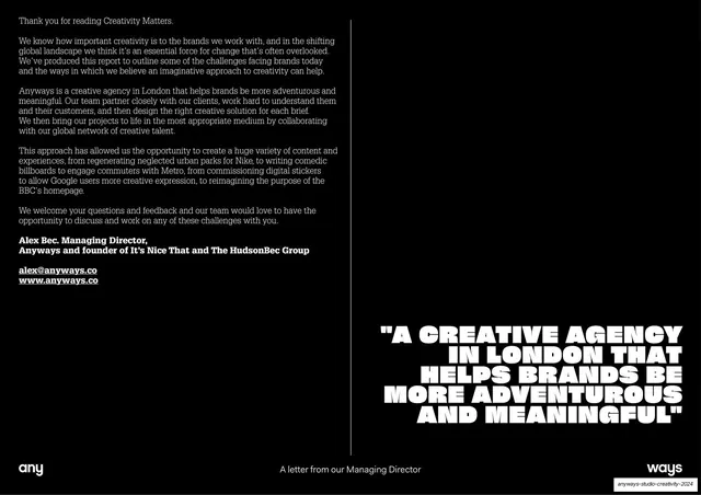 Managing Director letter and contact