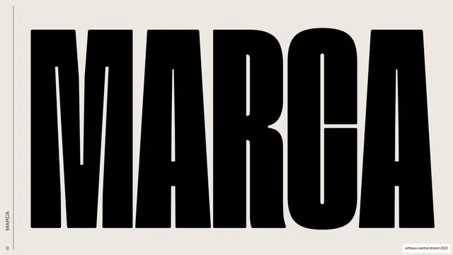 MARCA" section divider, brutalist, editorial, light