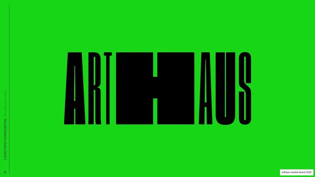 Horizontal logotype on color background, brutalist, swiss, vibrant