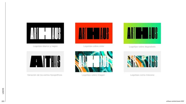ARTHAUS logo color and finish variations, editorial, minimal, light