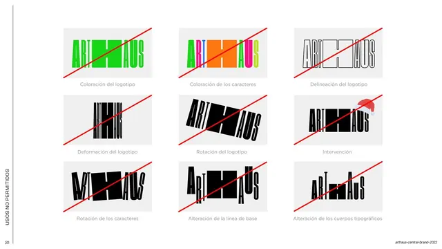 ARTHAUS prohibited logo uses, editorial, minimal, light