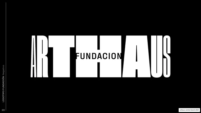 ARTHAUS Fundacion logotype negative, editorial, minimal, dark