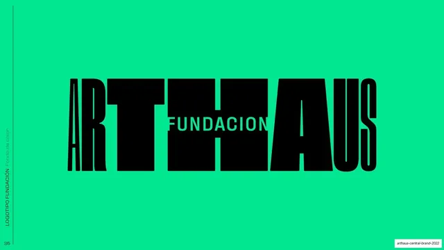 ARTHAUS Fundacion logotype on color, editorial, minimal, vibrant