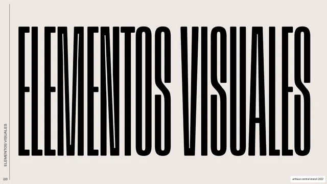 ELEMENTOS VISUALES section header, editorial, swiss, warm