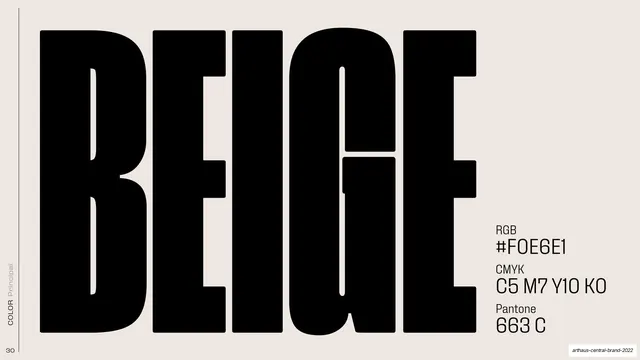 BEIGE primary color swatch, editorial, swiss, warm
