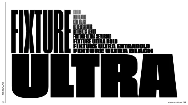 ARTHAUS typeface spec (Fixture Ultra), editorial, swiss, light
