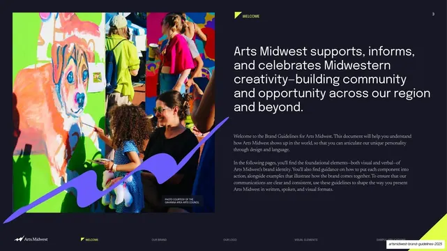 Welcome mission statement with mural photo