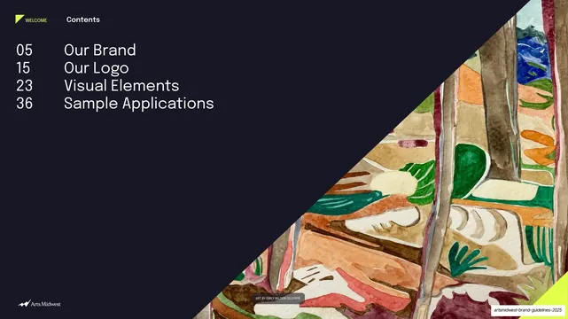Contents table of contents slide