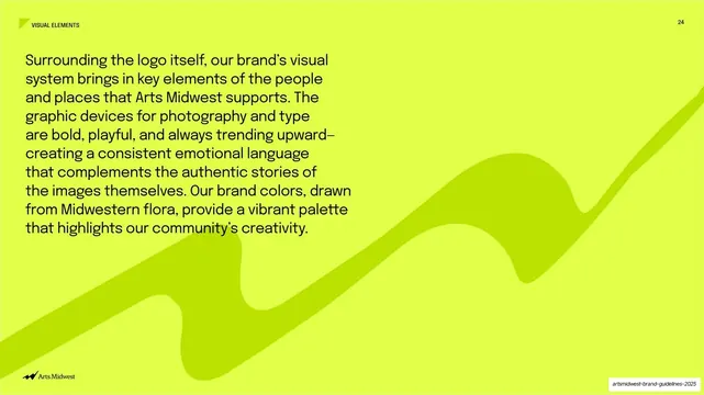 Visual Elements intro, lime field with tonal accent
