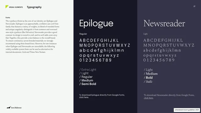 Typography, Epilogue and Newsreader specimens, editorial, minimal, light