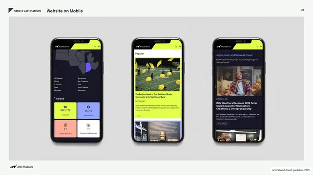 Website on mobile, three screens