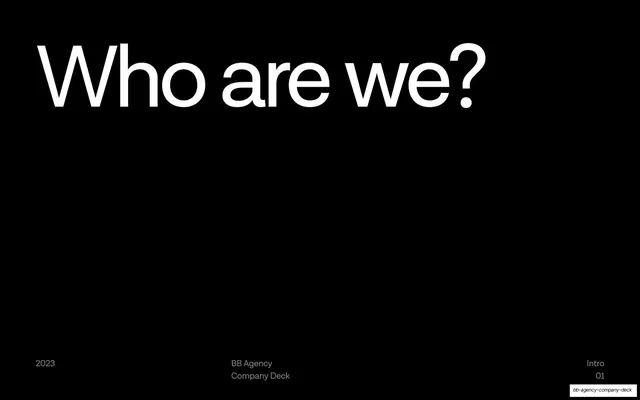 Who are we section divider, swiss, minimal, dark