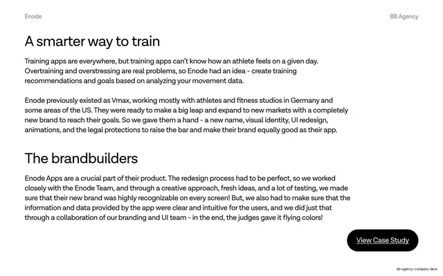 Enode results "A smarter way to train, editorial, minimal, light