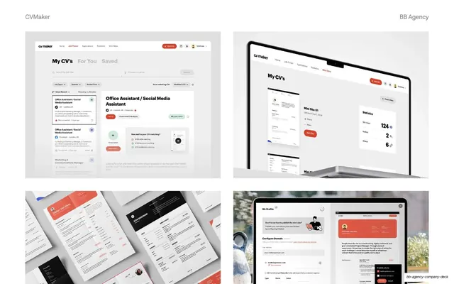 CVMaker product screens four-up