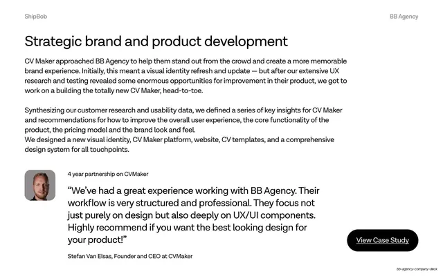 CVMaker results with founder testimonial