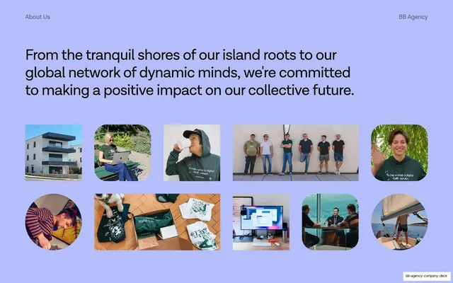 Island roots to global network team photo grid