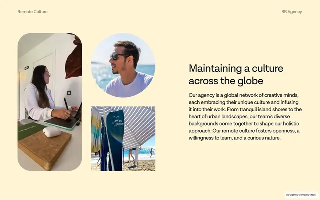 Maintaining a culture across the globe photo-text split, minimal, swiss, light