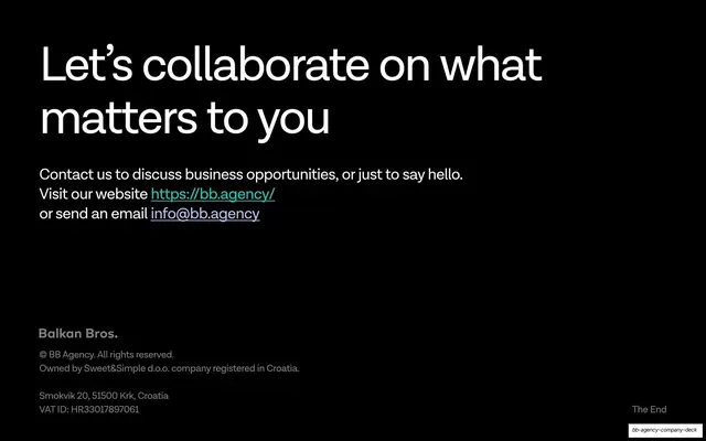 BB Agency closing contact slide