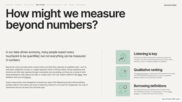 How might we measure beyond numbers