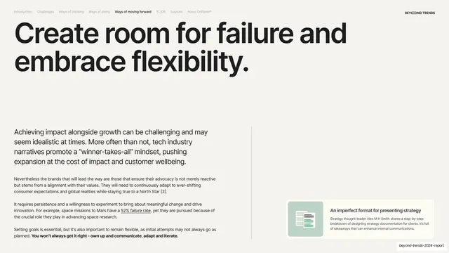 Create room for failure and embrace flexibility