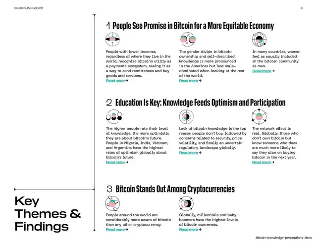 Key Themes and Findings agenda grid, light-mode, editorial, light