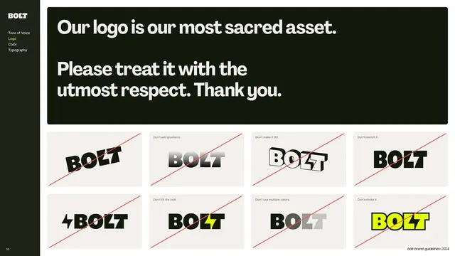 Logo misuse examples, editorial, minimal, dark