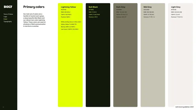Primary colors palette