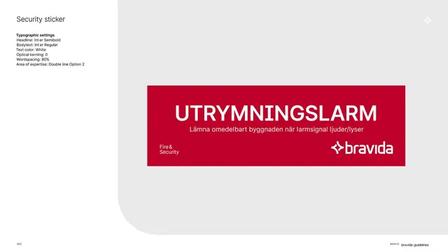 Wide security sticker (UTRYMNINGSLARM)