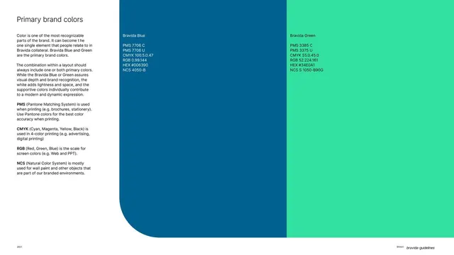 Primary brand colors blue and green
