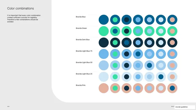 Color combinations contrast matrix