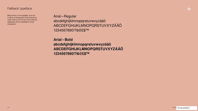 Arial fallback typeface specimen